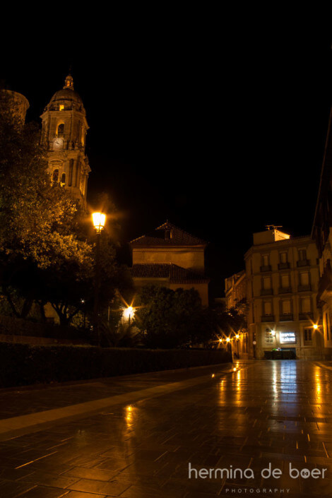 Cathedral de la Encarnacion at night, Malaga, Spain